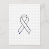 Chrome White Ribbon Awareness on Checkers Briefkaart (Voorkant)