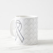Chrome White Ribbon Awareness on Checkers Decor Koffiemok (Voorkant links)