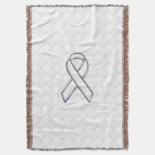 Chrome White Ribbon Awareness on Checkers Deken (Voorkant Verticaal)