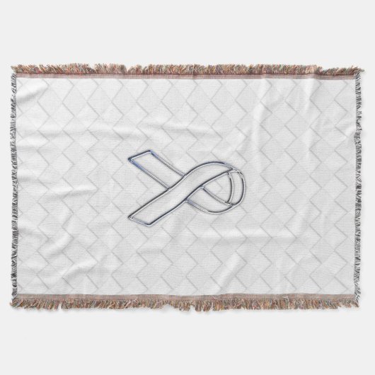 Chrome White Ribbon Awareness on Checkers Deken (Voorkant)