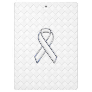 Chrome White Ribbon Awareness on Checkers Klembord