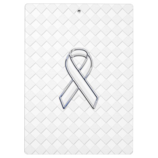 Chrome White Ribbon Awareness on Checkers Klembord (Achterkant)