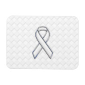 Chrome White Ribbon Awareness on Checkers Magneet (Horizontaal)