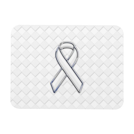 Chrome White Ribbon Awareness on Checkers Magneet (Horizontaal)