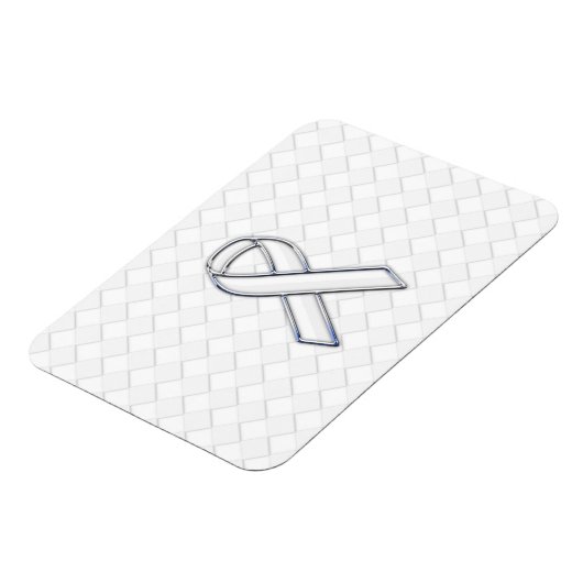 Chrome White Ribbon Awareness on Checkers Magneet (Linkerzijde)