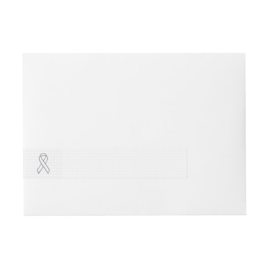 Chrome White Ribbon Awareness on Checkers Omwikkelbaar Adreslabel (Voorkant)