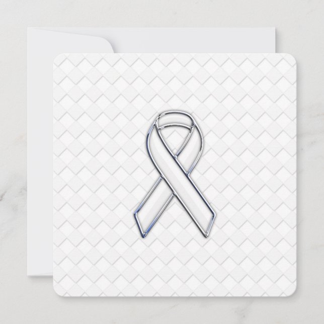 Chrome White Ribbon Awareness on Checkers Print (Voorkant)