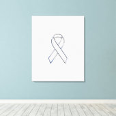 Chrome White Ribbon Awareness on Checkers Print (Insitu (Houten vloer))