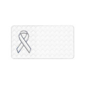 Chrome White Ribbon Awareness on Checkers Print Etiket (Voorkant)