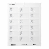 Chrome White Ribbon Awareness on Checkers Print Etiket (Full Sheet)