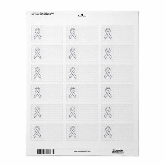 Chrome White Ribbon Awareness on Checkers Print Etiket (Full Sheet)