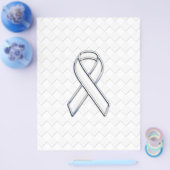 Chrome White Ribbon Awareness on Checkers Print Flyer (Enkel)