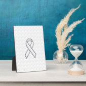 Chrome White Ribbon Awareness on Checkers Print Fotoplaat (Zijkant)
