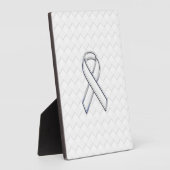 Chrome White Ribbon Awareness on Checkers Print Fotoplaat (Zijkant)