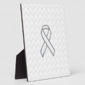 Chrome White Ribbon Awareness on Checkers Print Fotoplaat (Zijkant)