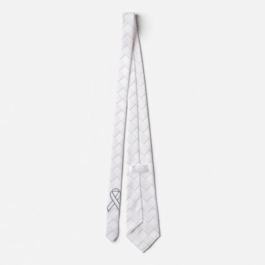 Chrome White Ribbon Awareness on Checkers Print Stropdas (Achterkant)