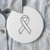 Chrome White Ribbon Awareness on Checkers Ronde Button 6,0 Cm (In situ)