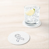 Chrome White Ribbon Awareness on Checkers Ronde Kartonnen Onderzetter (Insitu)