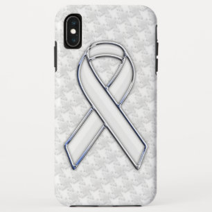 Chrome White Ribbon Awareness on Houndstooth Print Case-Mate iPhone Case