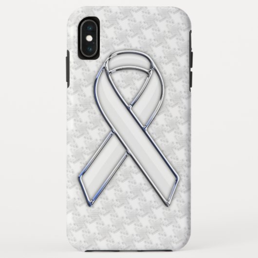 Chrome White Ribbon Awareness on Houndstooth Print Case-Mate iPhone Case (Achterkant)