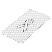Chrome White Ribbon Awareness on Houndstooth Print Magneet (Linkerzijde)