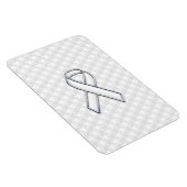 Chrome White Ribbon Awareness on Houndstooth Print Magneet (Rechterzijde)