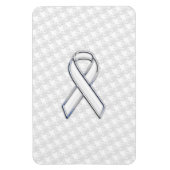 Chrome White Ribbon Awareness on Houndstooth Print Magneet (Verticaal)