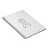 Chrome White Ribbon Awareness on Houndstooth Print Notitieboek (Rechterzijde)