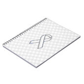 Chrome White Ribbon Awareness on Houndstooth Print Notitieboek (Linkerzijde)