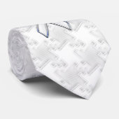 Chrome White Ribbon Awareness on Houndstooth Print Stropdas (Opgerold)