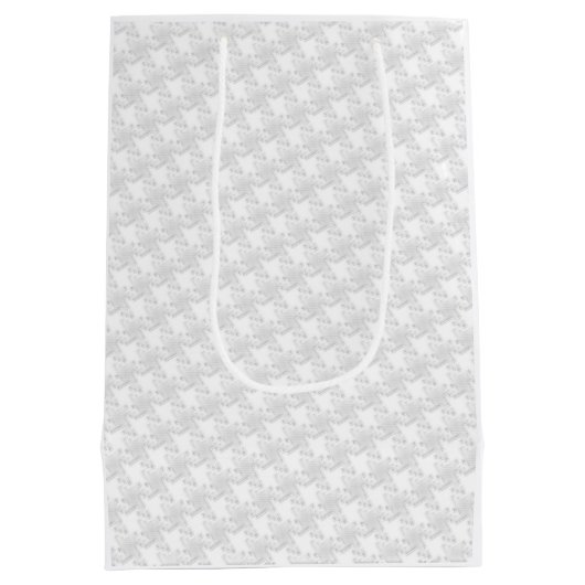 Chrome White Ribbon Awareness on Houndstooth Style Medium Cadeauzakje (Achterkant)