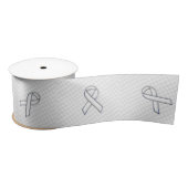 Chrome White Ribbon Awareness on Houndstooth Style Satijnen Lint (Spoel)