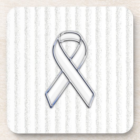 Chrome White Ribbon Awareness on Vertical Stripes Onderzetter (Voorkant)