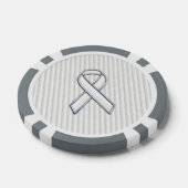 Chrome White Ribbon Awareness on Vertical Stripes Pokerchips (Enkel)
