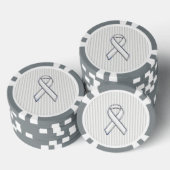 Chrome White Ribbon Awareness on Vertical Stripes Pokerchips (Opstapeling)