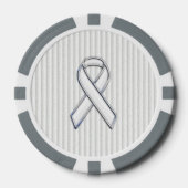 Chrome White Ribbon Awareness on Vertical Stripes Pokerchips (Voorkant)