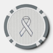 Chrome White Ribbon Awareness on Vertical Stripes Pokerchips (Achterkant)