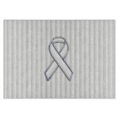 Chrome White Ribbon Awareness on Vertical Stripes Snijplank (Voorkant)