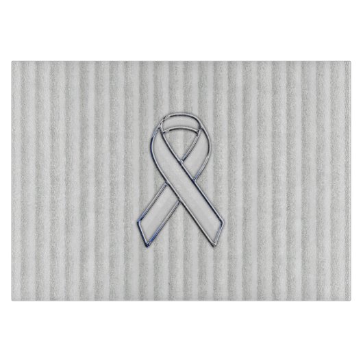 Chrome White Ribbon Awareness on Vertical Stripes Snijplank (Voorkant)