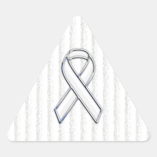Chrome White Ribbon Awareness on Vertical Stripes Sticker (Voorkant)