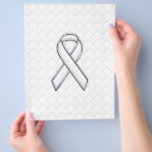 Chrome White Ribbon-bewustzijn op Checkers Print Flyer (Hand)