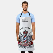 Chrome Winged Barber Pole Apron Schort (Gedragen)