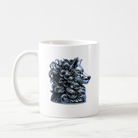 Chrome Wolf Bust Koffiemok (Links)