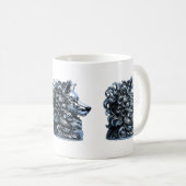 Chrome Wolf Bust Sculpture Koffiemok (Voorkant rechts)