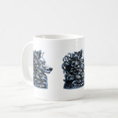 Chrome Wolf Bust Sculpture Koffiemok (Voorkant links)