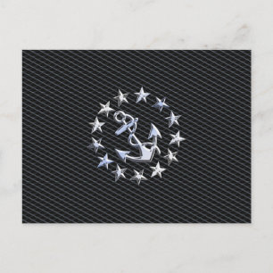Chrome Yacht Naval Flag op automobielgrille Print Briefkaart