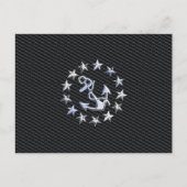 Chrome Yacht Naval Flag op automobielgrille Print Briefkaart (Voorkant)