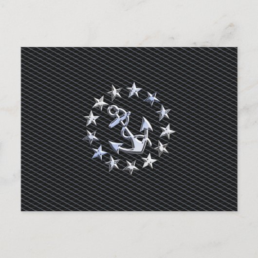 Chrome Yacht Naval Flag op automobielgrille Print Briefkaart (Voorkant)