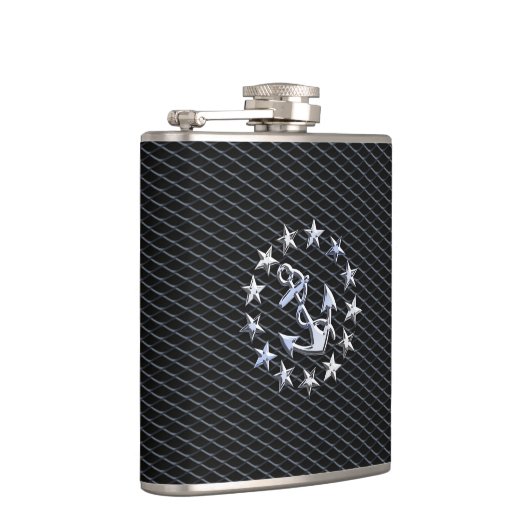 Chrome Yacht Naval Flag op automobielgrille Print Heupfles (Rechts)