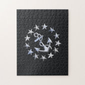 Chrome Yacht Naval Flag op automobielgrille Print Legpuzzel (Verticaal)